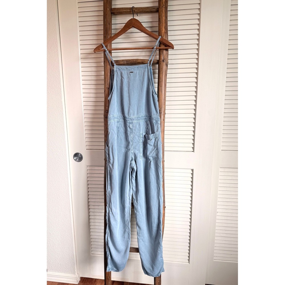 ONeill Women's Blue Chambray Button Front‎ Drawstring Waist Jumpsuit Overalls XS - Picture 3 of 5